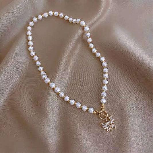 Aurora Butterfly Pearl Necklace